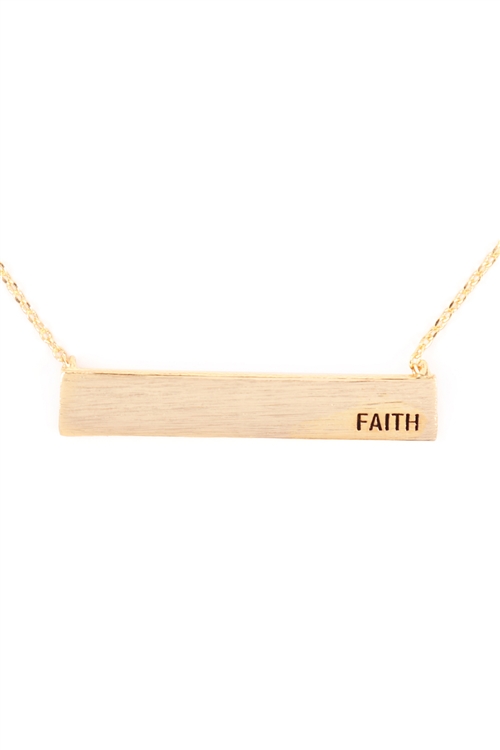 A3-2-2-N9652G - " FAITH" CUSTOM BAR NECKLACE - GOLD/6PCS