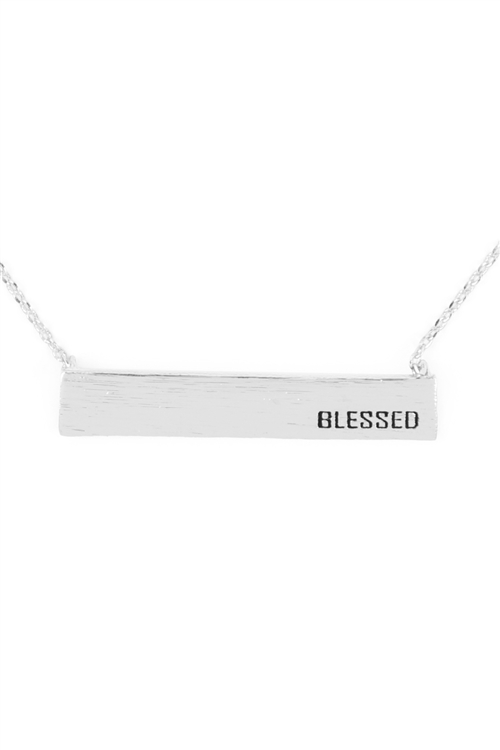 A3-2-2-N9654RH - " BLESSED" CUSTOM BAR NECKLACE - SILVER/6PCS (NOW $1.75 ONLY!)