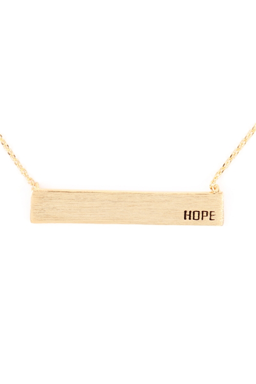 A1-3-4-N9656G - " HOPE" CUSTOM BAR NECKLACE - GOLD/6PCS (NOW $1.75 ONLY!)