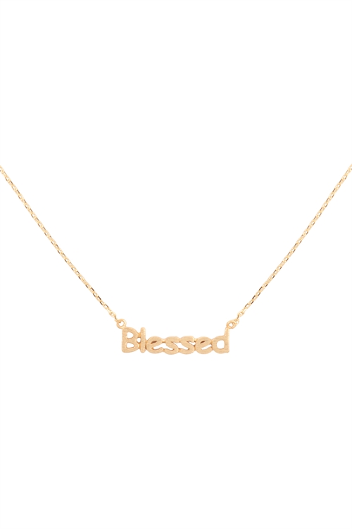 A1-2-4-N9771G - "BLESSED" CHARM NECKLACE - GOLD/6PCS (NOW $ 2.00 ONLY!)