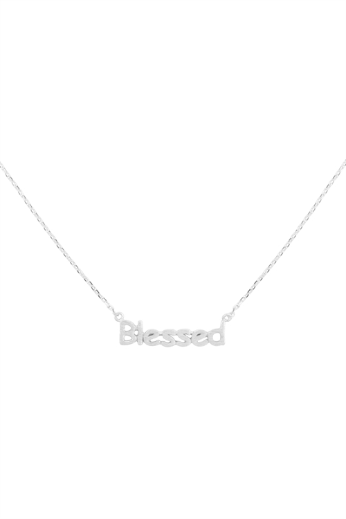 A1-2-4-N9771RH - "BLESSED" CHARM NECKLACE - SILVER/6PCS (NOW $ 2.00 ONLY!)