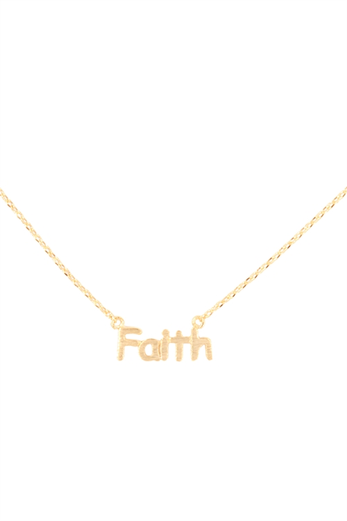 A1-2-4-N9773G - "FAITH"  CHARM NECKLACE - GOLD/6PCS (NOW $ 2.00 ONLY!)