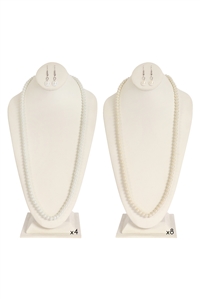 S22-1-2-NE488 - PEARL BEADS NECKLACE AND EARRINGS SET (4 SETS OF IVORY, 8 SETS OF CREAM)/12PCS