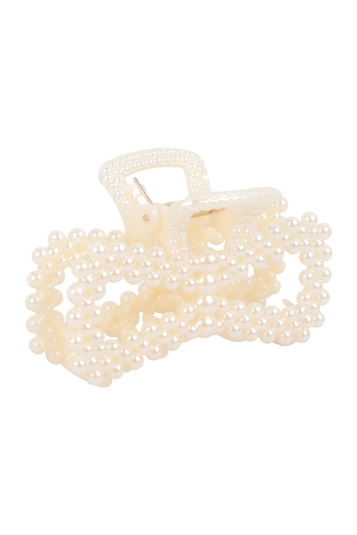 S22-13-5-NHP7792 - PEARL JAW  CLIP HAIR ACCESSORIES ASSORTED SET-CREAM/12PCS