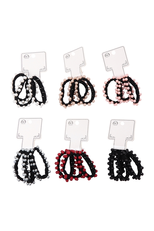 S22-5-2-NHS1439 - ASSORTED SET PEARL HAIR ACCESSORIES PONYTAIL/12PCS
