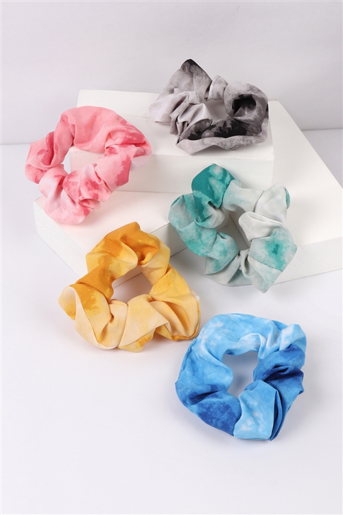 S22-13-4-NHS1500- TIE DYE TWO TONE SCRUNCHY ASSORTED HAIR ACCESSORIES/12PCS