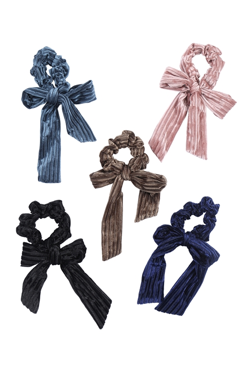 S24-7-2-NHS1639 - BOW TIE LONG PONYTAIL ASSORTED SET HAIR ACCESSORIES/12PCS