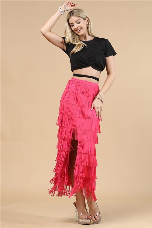 NY-81125S-FCH - WESTERN FRINGED PIÃ‘ATA MIDI SKIRT- FUCHSIA 1-1-1