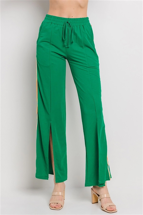 NY-88007-GN - SOLID SIDE MULTI STRAPPED HIGH WAIST JOGGER PANTS-GREEN-2-2-2