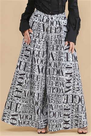 NY-P919 - VOGUE ANIMAL PRINT WIDE LEG PANTS- GRAY 1-1-1