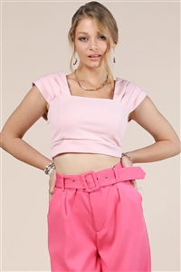 NY-T1332S-LTPK - SOLID SQUARED NECK DETAIL FOLD MULTI CROP TOP-LIGHT PINK-2-2-2