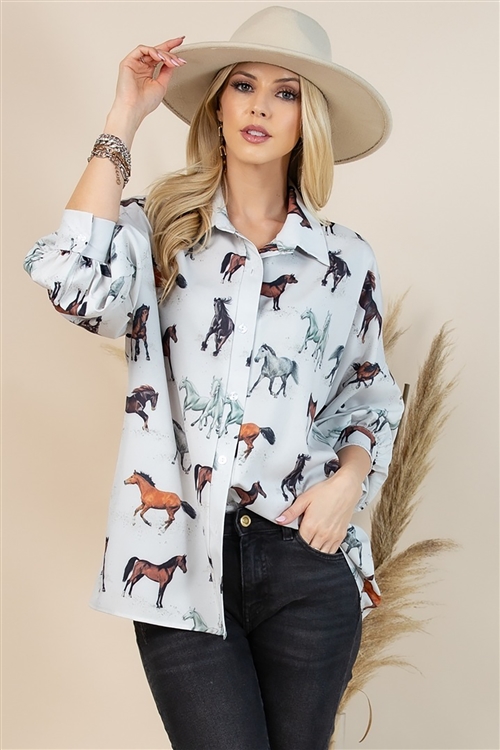 NY-T1361-5637-Dexi-OFW-WESTERN RUNNING HORSES PRINT SHIRT TOP-OFFWHITE-2-2-2