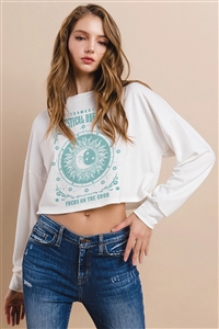 NY-T1487-5377-OFW - MYSTICAL DREAM LETTERING PRINT CROP TOP- OFFWHITE 1-2-2-1