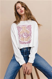 NY-T1487-5379-OFW - STAY POSITIVE LETTER PRINT LONG SLEEVES CROP TOP- OFFWHITE 1-2-2-1