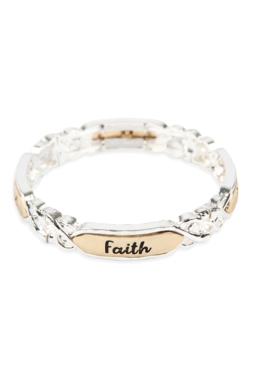 S1-6-3-OB08859AS -FAITH MESSAGE METAL CAST CUFF BRACELET - SILVER/6PCS