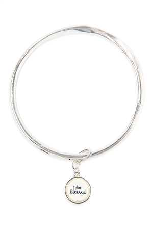 S22-10-5/S5-6-4-OB08920AS - I AM BLESSED BUBBLE CHARM TWIST BRACELET-SILVER/1PC