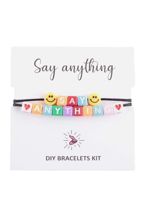 A3-2-3-OBA521MLT - DIY LETTER ACRYLIC SET KIT "SAY ANYTHING " BRACELET - MULTICOLOR/6PCS