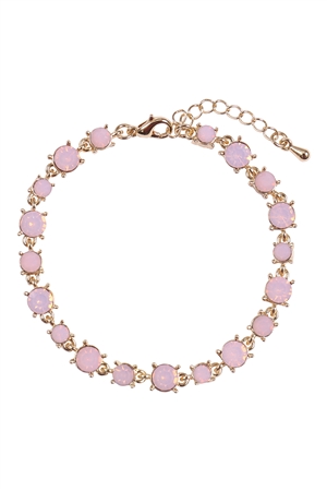 A1-3-3-OBA673GDOPK - BOLD ROUND RHINESTONE CRYSTAL BRACELET-GOLD PINK/1PC