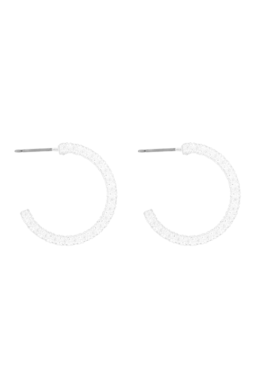 S1-5-1-OEA518WS - C SHAPE HOOP TEXTURE POST EARRINGS - MATTE SILVER/6PCS