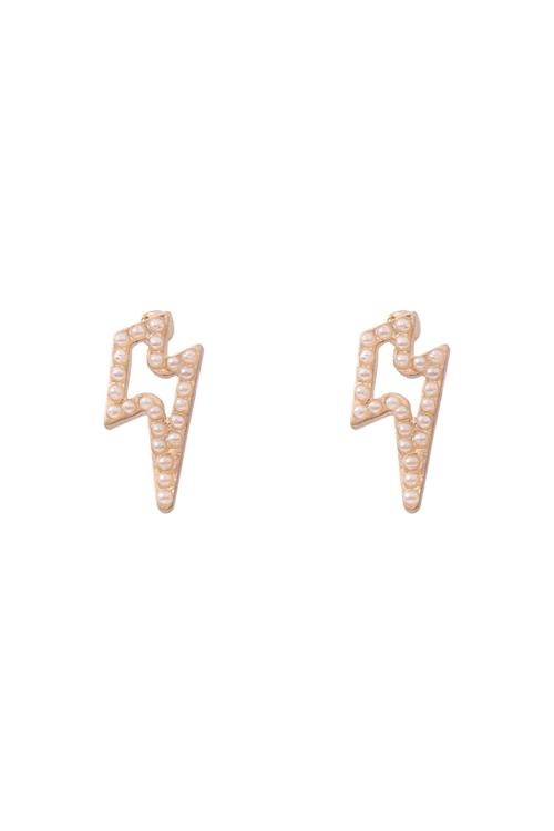 S25-4-4-OEA844WGCRM-OPEN LIGHTNING POST EARRINGS-MATTE GOLD CREAM/6PAIRS