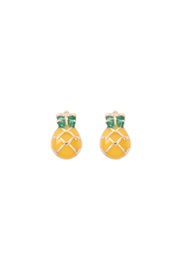 A2-3-4-OEB531GDMYW - PINEAPPLE EPOXY STUD EARRINGS - GOLD YELLOW/6PCS