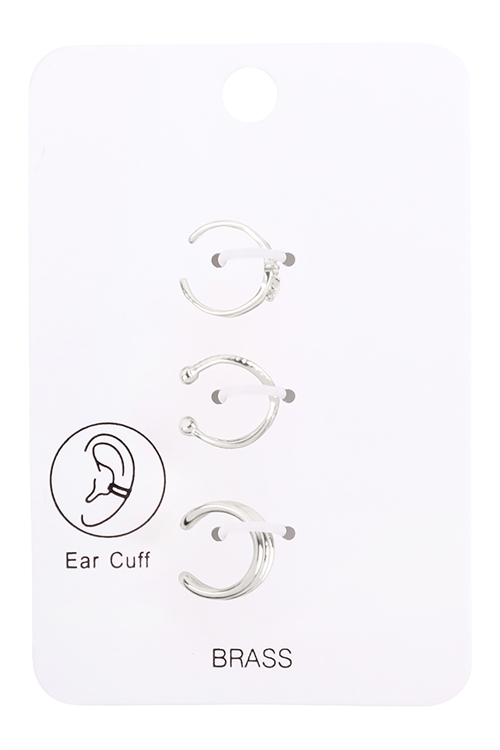 A2-1-4-OEB567RHCRY - CRISS CROSS W/ CUBIC ZIRCONIA SET NO PIERCING EAR CUF-SILVER CRYSTAL/6PCS