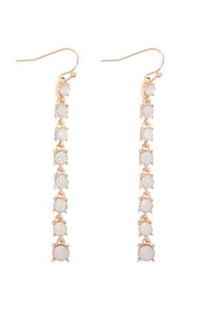 S1-5-1-OEC922GDOPL - RHINESTONE LINEAR  DROP  HOOK EARRINGS-CLEAR/1PC