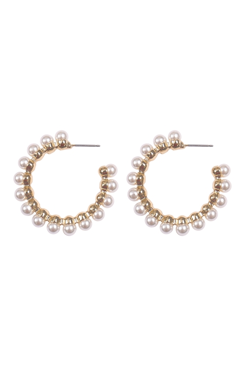 A1-2-5-OED700GDCRM - 41MM PEARL HOOP EARRINGS-GOLD CREAM/1PC