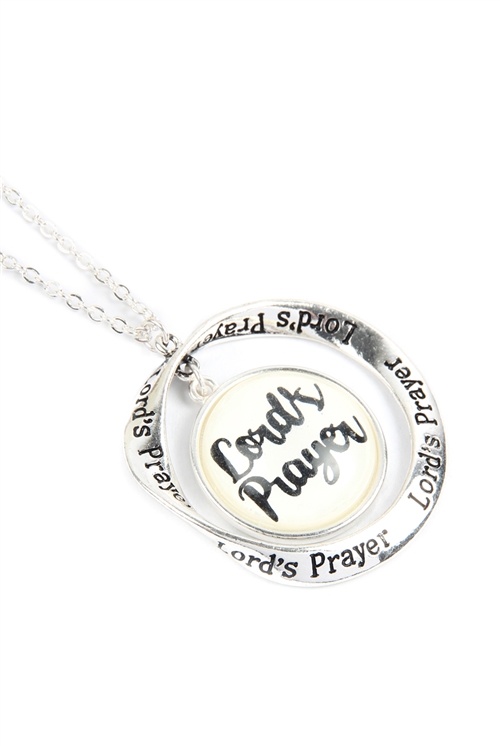 S18-5-2-ON2252AS - "LORD'S PRAYER" GLASS BUBBLE TWIST HOOP PENDANT NECKLACE /6PCS