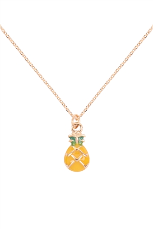 S5-4-4-ONA930GDMYW - PINEAPPLE EPOXY PENDANT NECKLACE - GOLD YELLOW/1PC  (NOW $1.25 ONLY!)