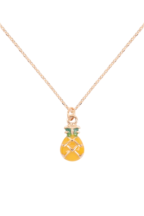 S5-4-4-ONA930GDMYW - PINEAPPLE EPOXY PENDANT NECKLACE - GOLD YELLOW/1PC  (NOW $1.25 ONLY!)