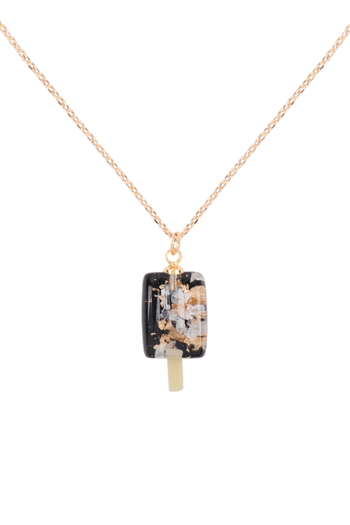 S1-6-5-ONA936GDBLK - POPSICLE EPOXY PENDANT BRASS NECKLACE - GOLD BLACK/1PC