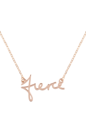 A1-2-3-ONB712FIGD - (RETURN)"FIERCE" PERSONALIZED CHARM PENDANT LONG NECKLACE - GOLD/1PC