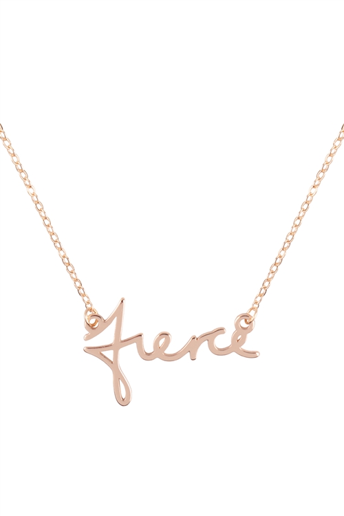 A1-2-3-ONB712FIGD - (RETURN)"FIERCE" PERSONALIZED CHARM PENDANT LONG NECKLACE - GOLD/6PCS