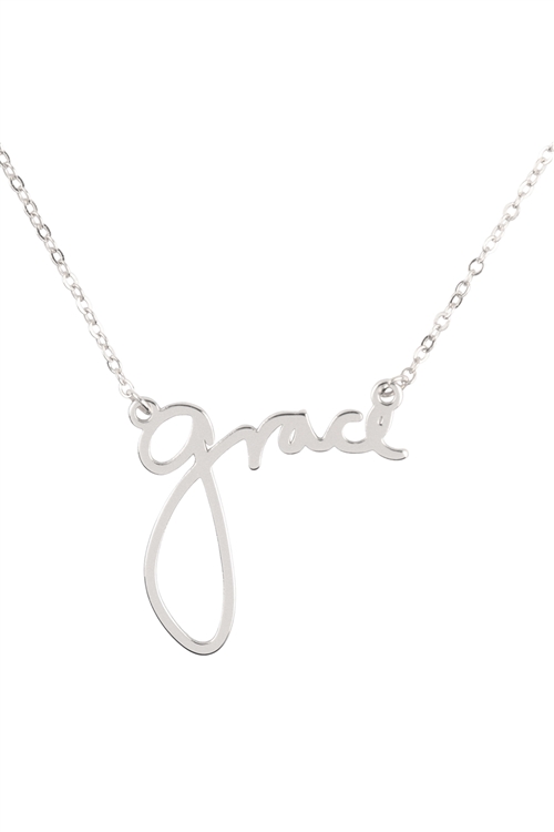 A1-2-3-ONB712GRRH - "GRACE" PERSONALIZED CHARM PENDANT LONG NECKLACE - SILVER/6PCS