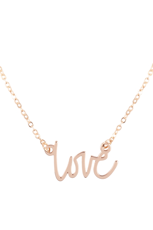 A2-2-3-ONB712LOGD - "LOVE" PERSONALIZED CHARM PENDANT LONG NECKLACE - GOLD/6PCS