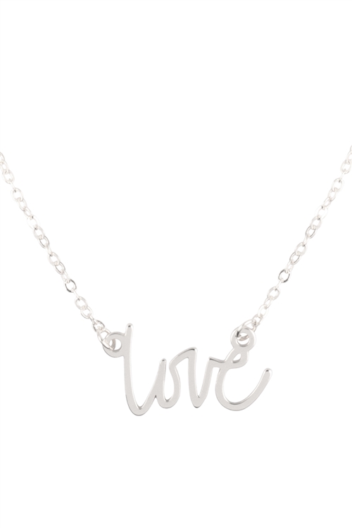 A2-2-3-ONB712LORH - "LOVE" PERSONALIZED CHARM PENDANT LONG NECKLACE - SILVER/1PC
