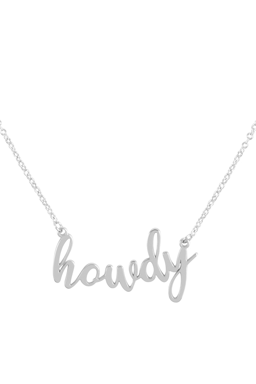 S1-1-3-ONC059HWRH -HOWDY LETTER PENDANT NECKLACE-SILVER/6PCS