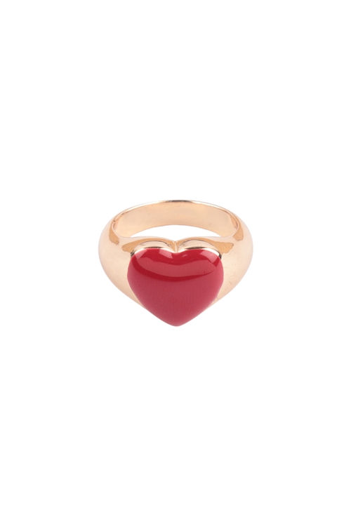 S5-6-5-ORA373GDRED - HEART EPOXY COLOR RING - GOLD RED/1PC