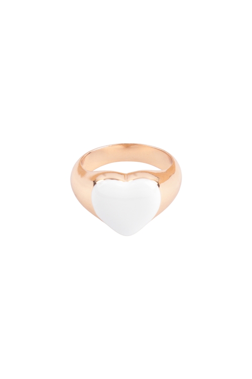 S5-6-5-ORA373GDWHT - HEART EPOXY COLOR RING - GOLD WHITE/1PC