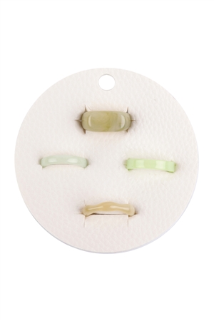 SA4-1-1-ORA886MGN - 4 PCS RING SET  ACRYLIC - MARBLE GREEN/6PCS