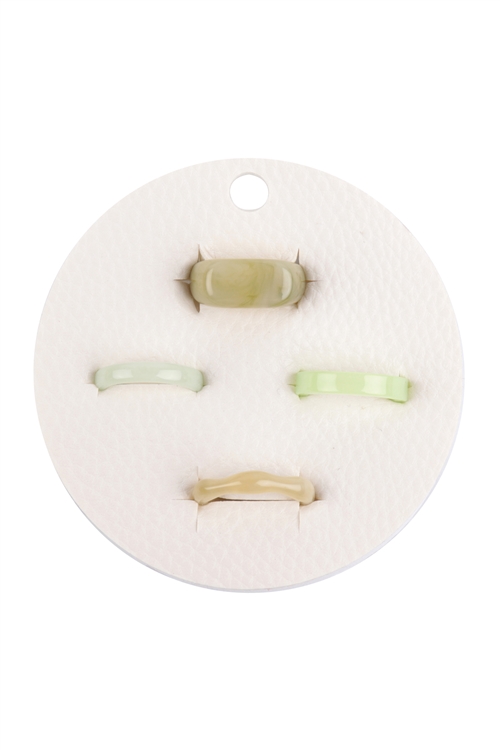 SA4-1-1-ORA886MGN - 4 PCS RING SET  ACRYLIC - MARBLE GREEN/6PCS