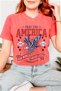 PO-OU1690-E2275-FLA - EAGLE PRAY FOR AMERICA CHRISTIAN GRAPHIC GARMENT DYED T SHIRTS- Flamingo-2-2-2-2