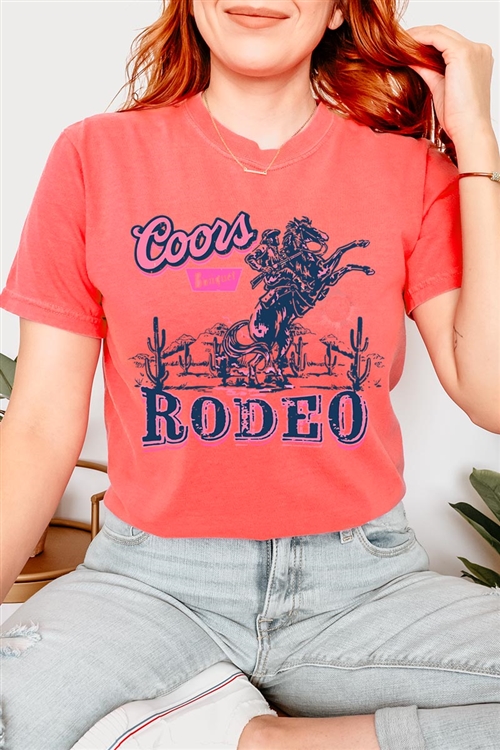 PO-OU1690-E2314-FLA - COORS RODEO WESTERN GRAPHIC GARMENT DYED T SHIRTS- Flamingo-2-2-2-2