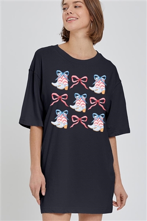 PO-OVS-E2273-B - COQUETTE 4TH OF JULY AMERICA PATRIOTIC GRAPHIC GARMENT DYED OVERSIZED T SHIRTS- BLACK-2-2-2