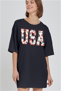 PO-OVS-E2274-B - USA 4TH OF JULY AMERICA PATRIOTIC GRAPHIC GARMENT DYED OVERSIZED T SHIRTS- BLACK-2-2-2