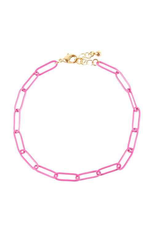 S1-2-4-PA0006FSH - METAL COLORCOATED CHAIN PAPER CLIP ANKLET-FUCHSIA/1PC