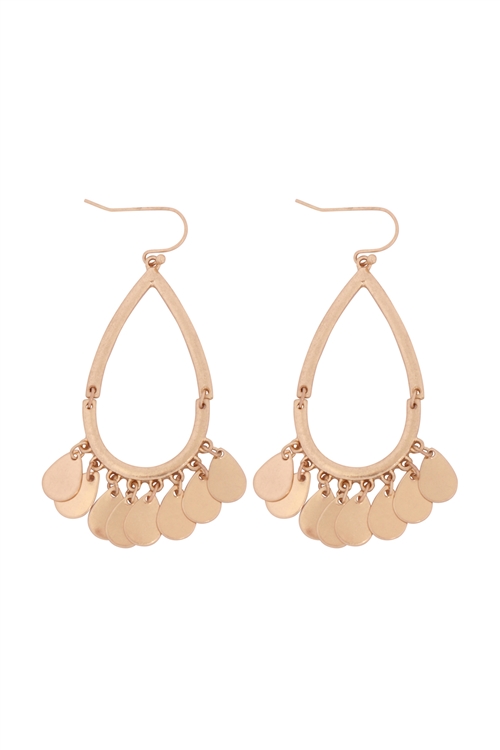 S21-6-2-PE3575WG- METAL OPEN CUT TEARDROP EARRINGS- MATTE GOLD/1PC