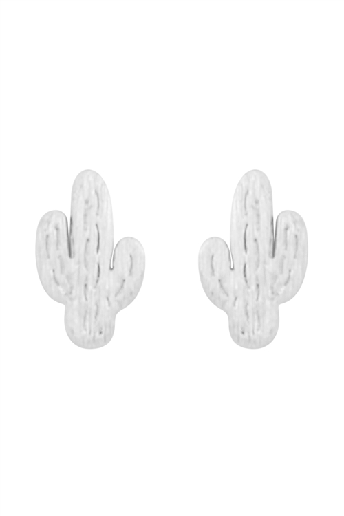 A3-1-3-PE9460RH - CACTUS CAST TEXTURED POST EARRINGS - SILVER/6PCS