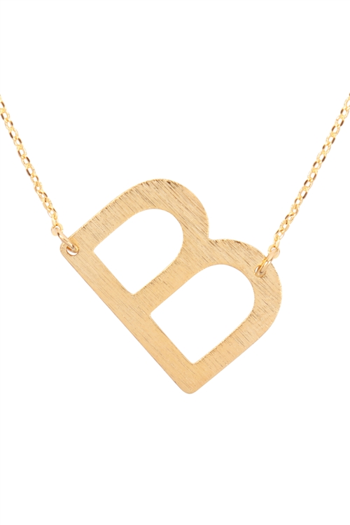 A3-1-5-PN1673GB -  "B" INITIAL ROUGH FINISH CHAIN NECKLACE - GOLD/1PC